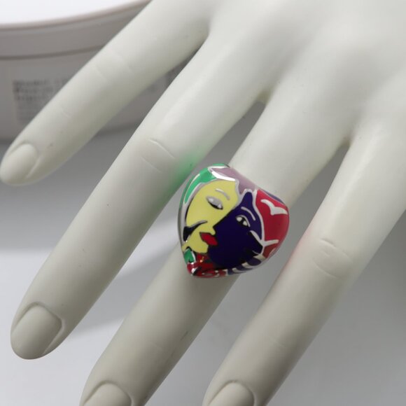 Art Ring Sterling Silver famous artist Enamel Inspired Artistic Ring - Picture 8 of 13